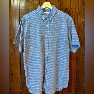 Taylor Stitch Men's Striped Button-Down Shirt - Blue and Pink Size 44